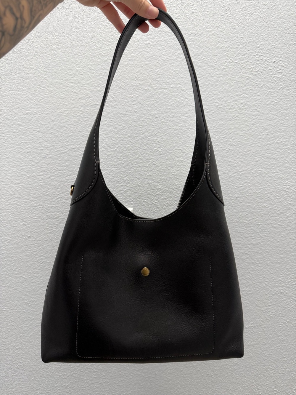 Coach Brooklyn 28 Black Leather Hobo Shoulder Bag with Gold Logo - Picture 2 of 7